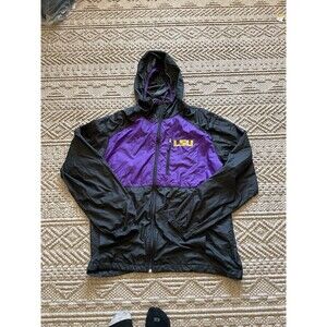 Columbia Jacket LSU Tigers Windbreaker Size L Purple Yellow Hooded